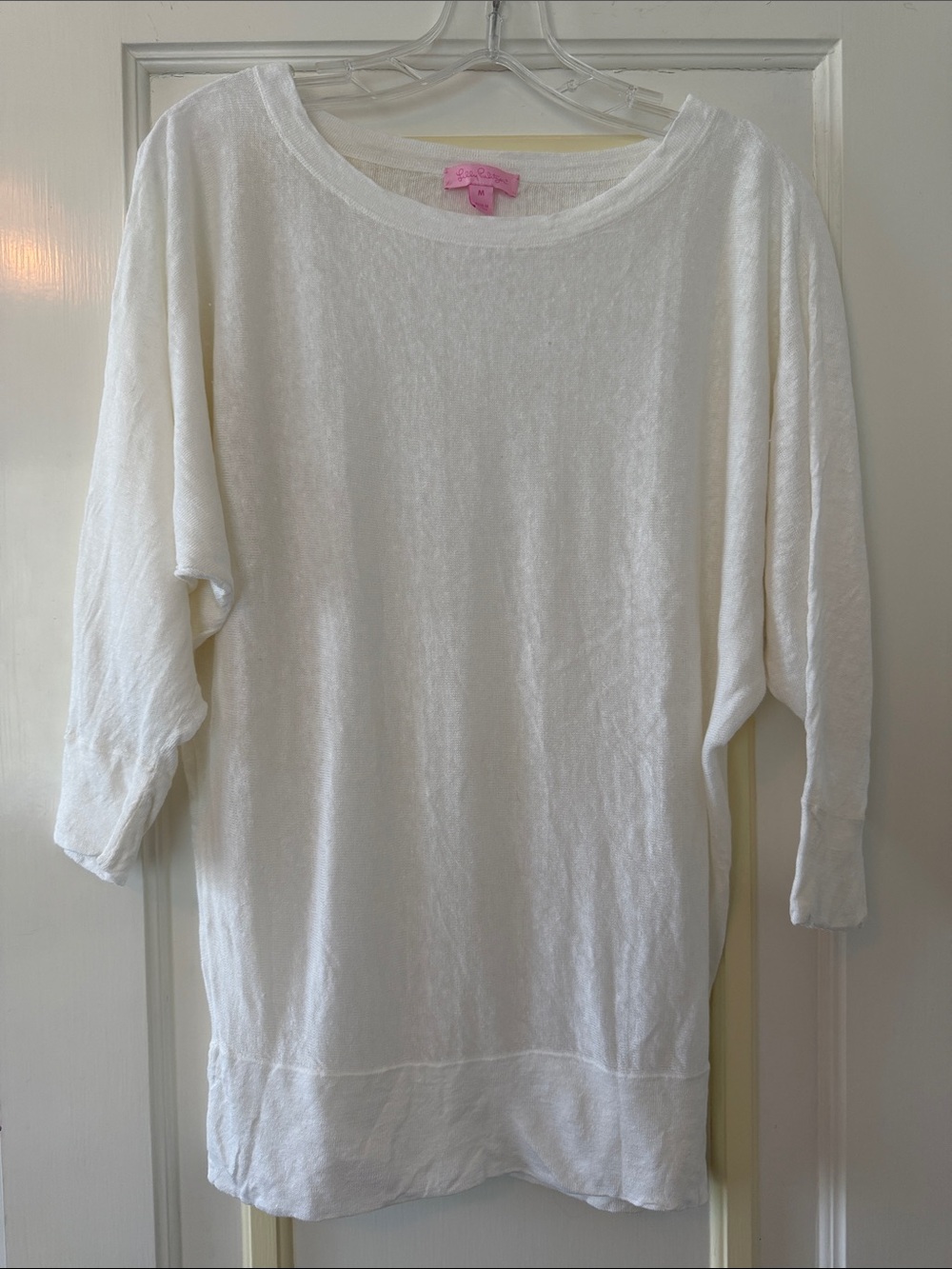 Lilly Pulitzer White Scoop Neck Lightweight Sweater